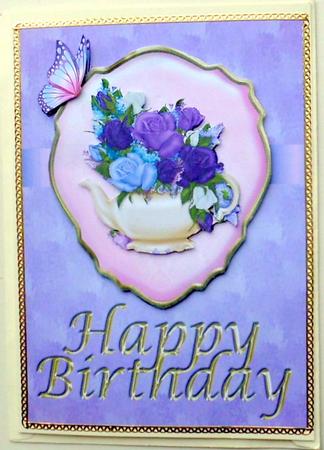 Purple Butterfly and Roses by Mary Murphy