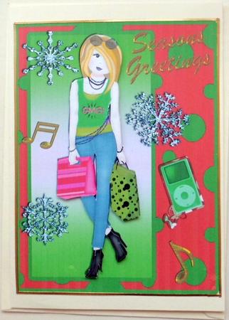Teenager Christmas Shopping Card by Mary Murphy