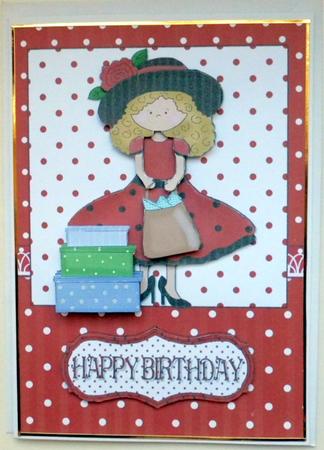 Dotty Goes Shopping Card Front and Decoupage by Mary Murphy