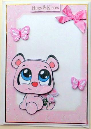 Gorgeous Pink Panda with Roses by Mary Murphy