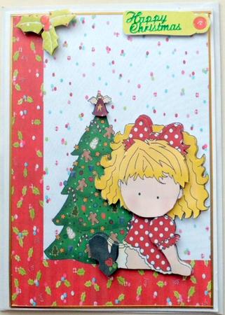 Little Girl with Christmas Tree by Mary Murphy