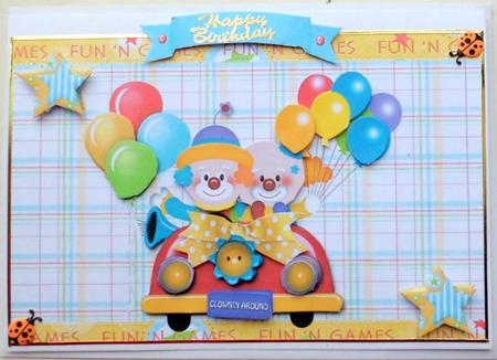 Two Clowns in a Car with Balloons by Mary Murphy