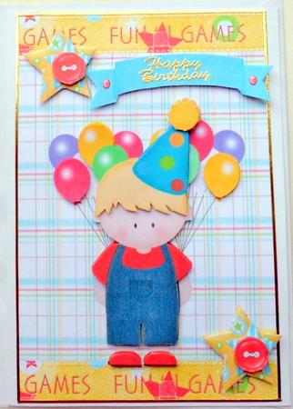 Lovely Birthday Boy with Balloons by Mary Murphy