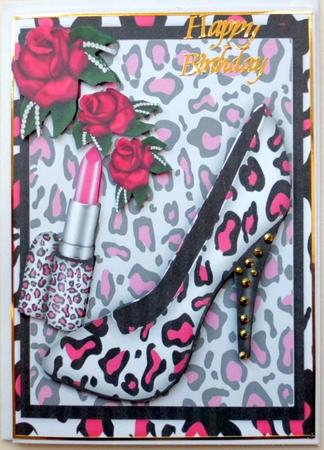 Pink/black Shoe with Lippy and Rose by Mary Murphy