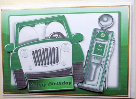 Green Car with Petrol Pump in Green Frame by Mary Murphy