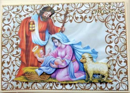 Mary and Joseph Nativity Scene in Filigree Frame by Mary Murphy