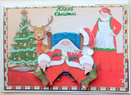 Wake Up Santa! Card Front and Decoupage by Mary Murphy