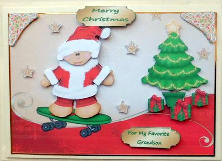 Gingerbread Santa on a Skate Board Sbs by Mary Murphy