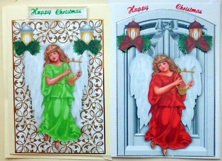 Christmas Vintage Angel Toppers with Lanterns by Mary Murphy