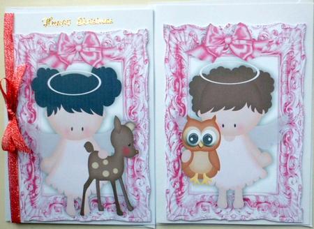 Cute Little Angels Toppers with Owl and Deer by Mary Murphy