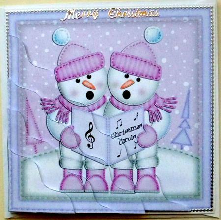 Xmas Singing Snowmen Wavy Corner Side Stacker by Mary Murphy
