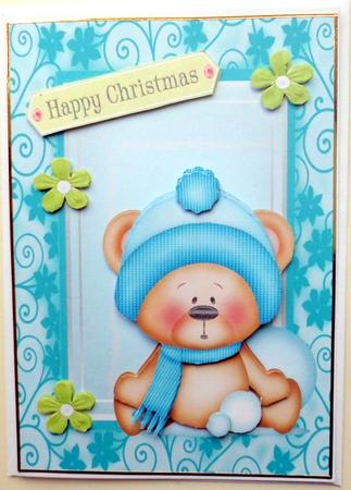 Cuddly Snow Bear with Blue Hat & Scarf by Mary Murphy