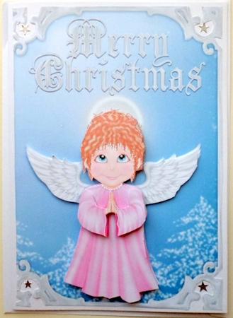 Christmas Angel Card Front with Decoupage by Mary Murphy