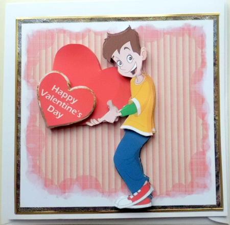 Valentine Boy Card Front by Mary Murphy