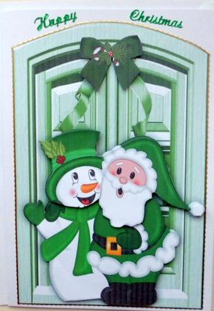 Santa with Snowman with Front Door by Mary Murphy