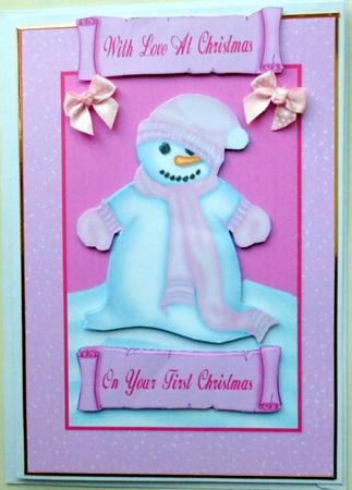 Girl 1st Christmas Quick Card with Decoupage by Mary Murphy