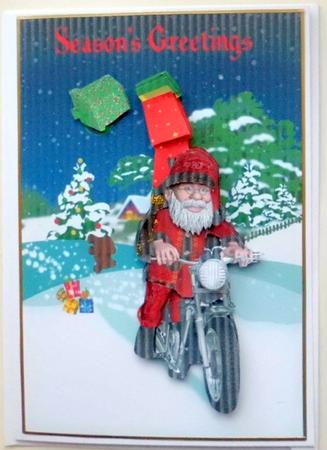 Motorbike Santa Fun Quick Card by Mary Murphy