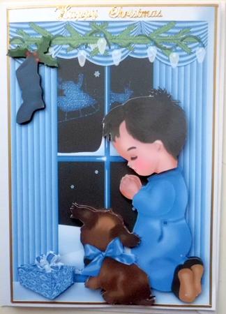 Little Boy and Puppy Making a Wish to Santa by Mary Murphy