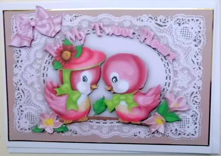 Be My Tweety Heart, Little Birds on Vintage Lace by Mary Murphy