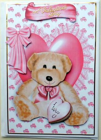 Big Cuddly "i Wuv U" Bear on a Heart by Mary Murphy