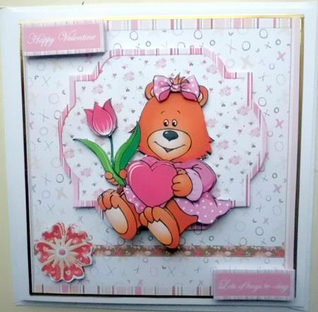 Valentine Bear Card Front by Mary Murphy