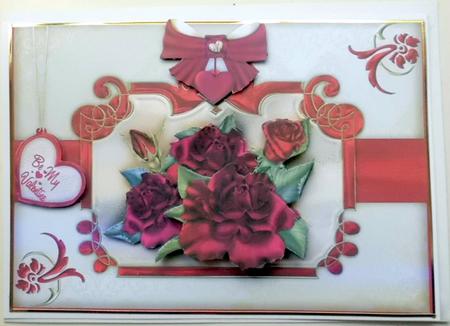 Red Roses for You Card Front with Step by Step by Mary Murphy