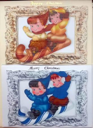 Boys on Candy Canes in Frames Toppers by Mary Murphy