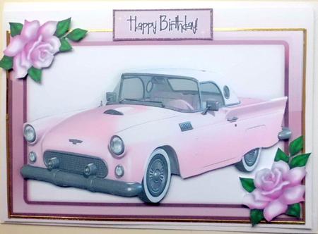 Pink Cadillac with Pink Roses in Frame by Mary Murphy