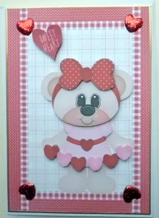 Cute Valentines Bear with Love Hearts by Mary Murphy