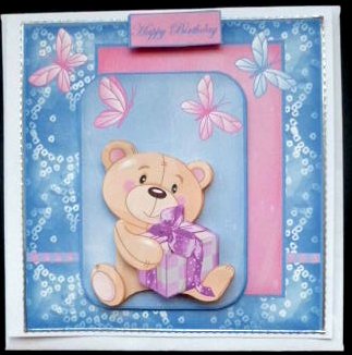 Birthday Bear Card Front with Topper by Mary Murphy