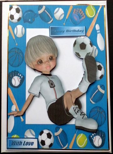 Boy Having a Kick About in Blue Sports Frame by Mary Murphy