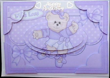 A5 Cute Ballet Teddy Scallop Corners and Pyramage by Mary Murphy