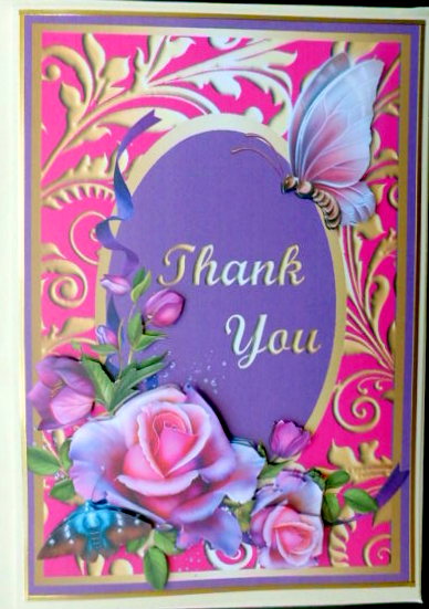 Thanks Romantic Roses Card Front by Mary Murphy