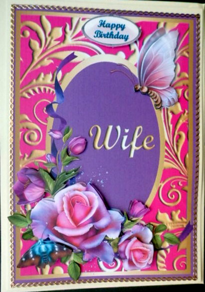 Wife Romantic Roses Card Front by Mary Murphy