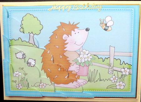 A5 Cute Hedgehog Scallop Corner Side Stacker by Mary Murphy