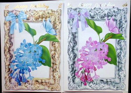 Lilac and Pink Flowers with Butterflies Toppers by Mary Murphy