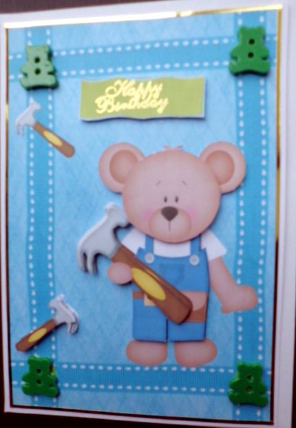 Cute Bear with Hammer & Dungaree's by Mary Murphy
