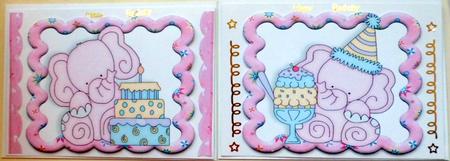 Lovely in Frame Toppers Birthday Pink Elephants by Mary Murphy