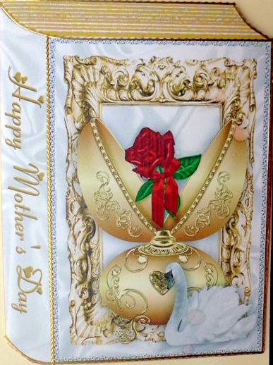 Gold Rose in Porcelyn Egg with Swan for Mum Book by Mary Murphy