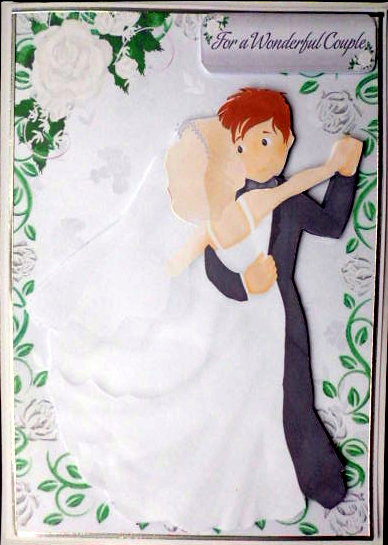 Wedding Couple Dancing in White Rose Frame by Mary Murphy