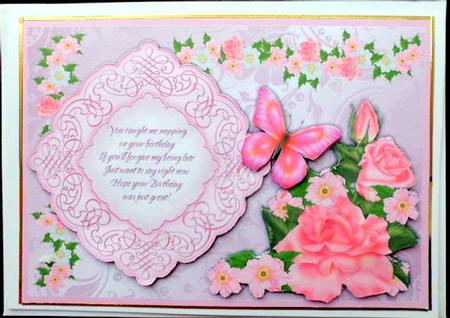 Butterfly and Roses Belated Birthday by Mary Murphy