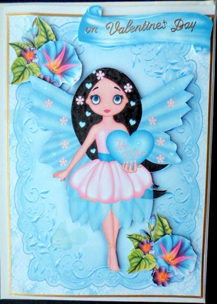Be Mine Little Fairie with Morning Glory Flowers and Heart by Mary Murphy