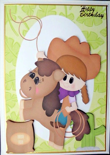 Horse with Feed and Little Cowgirl by Mary Murphy