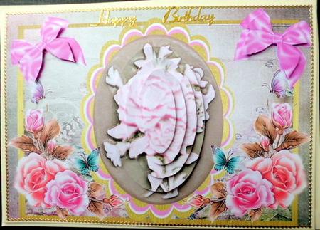 Lovely Pink Cameo Om a Gold Plaque by Mary Murphy