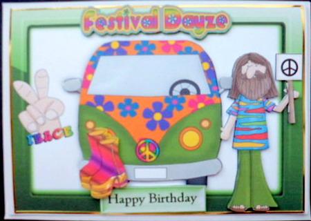 Hippie at Festival with Campervan by Mary Murphy