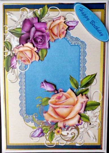 Beautiful Steel Blue and Cream Roses by Mary Murphy
