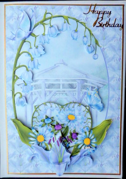 Beautiful Lavender Flowers Card Front and Decoupage by Mary Murphy