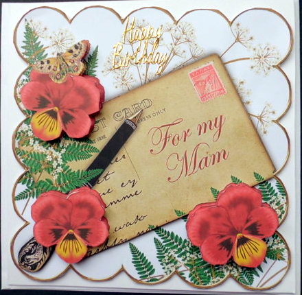 Dark Red Pansy for My Mam Ink Saver 6in Topper by Mary Murphy
