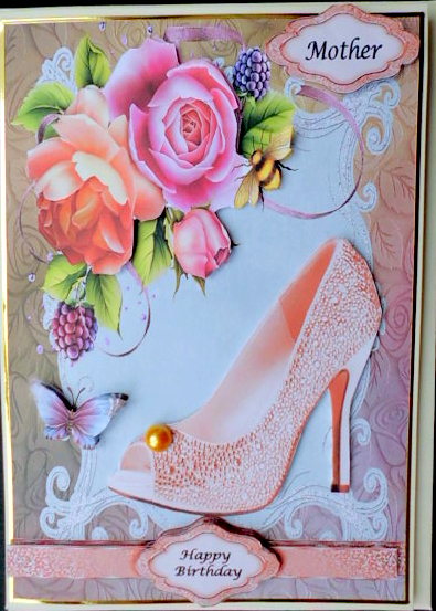 Lovely Peach Shoe & English Roses by Mary Murphy