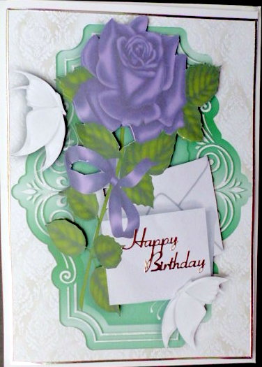 Puple Rose with Letter and Butterflies by Mary Murphy
